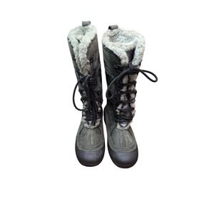 Columbia Women's Omni-Heat Quilted Winter Boots Size 6 Gray Faux Fur Lined Water